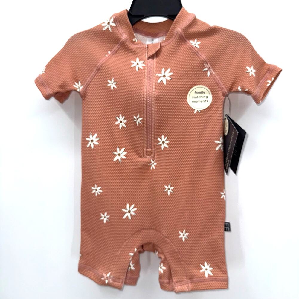 NWT Gerber Modern Moments Toddler Rashguard One-Piece Swimsuit 6/9m